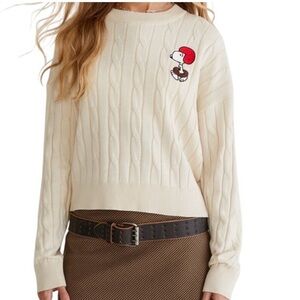 Peanuts Cream Cable Knit Sweater with Snoopy get it in time for the holidays